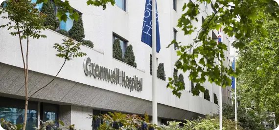 Exterior of Cromwell Hospital in London, providing specialist healthcare services